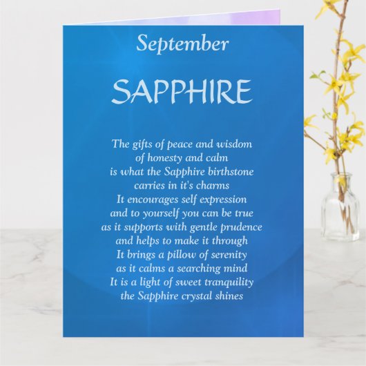 Sapphire Greeting, geboortedag september Kaart (Gele Bloem)
