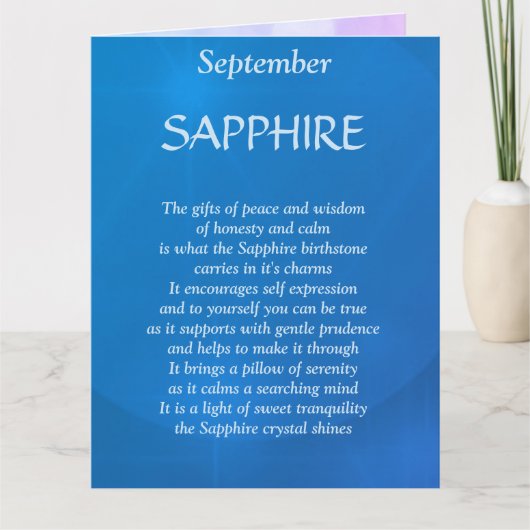 Sapphire Greeting, geboortedag september Kaart (Voorkant)