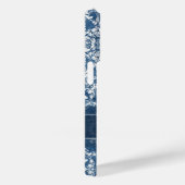 Sapphire Grunge Damask Pattern met Monogram Case-Mate iPhone Case (Achterkant / Rechts)