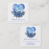 Sapphire Heart Flowers Square Visitekaartje (Voorkant / Achterkant)