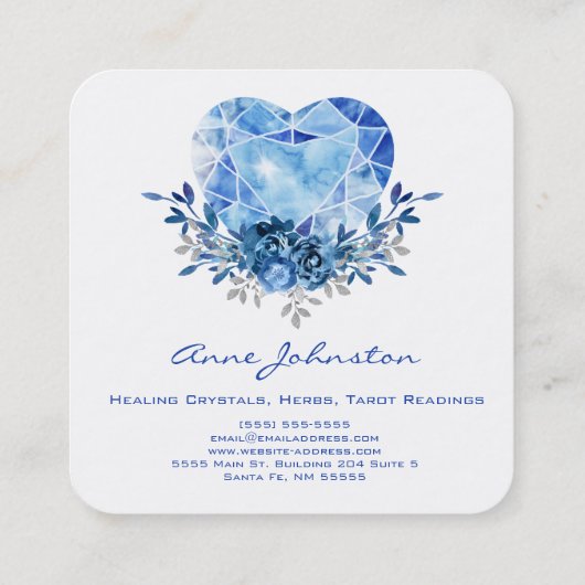 Sapphire Heart Square Visitekaartje (Achterkant)