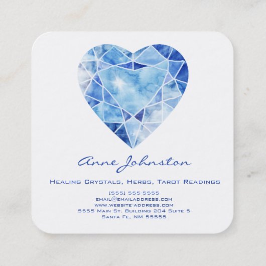 Sapphire Heart Square Visitekaartje (Achterkant)