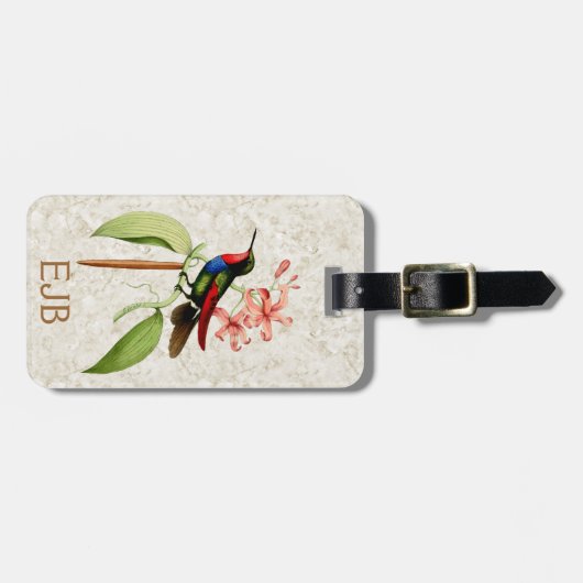 Sapphire Hummingbird  Art Monogram Bagagelabel (Voorkant horizontaal)