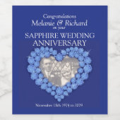 Sapphire huwelijksverjaardag aangepaste wijnlabels wijn etiket (Enkel label)