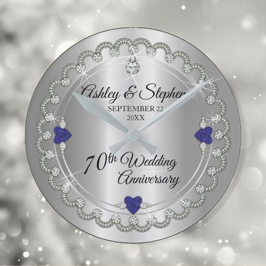 Sapphire Jubilee Diamonds 70th Wedding Jubileum Ronde Klok