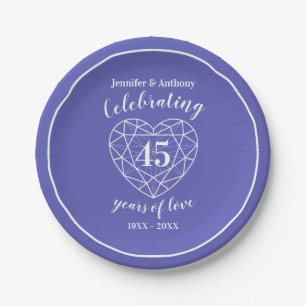 Sapphire jubileum 45 jaar feest borden papieren bordje