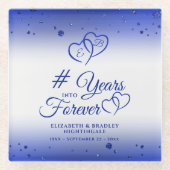 Sapphire Jubileum Hart JAREN IN FOREVER Glazen Onderzetter (Voorkant)