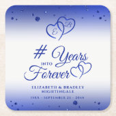 Sapphire Jubileum Hart JAREN IN FOREVER Kartonnen Onderzetters (Voorkant)