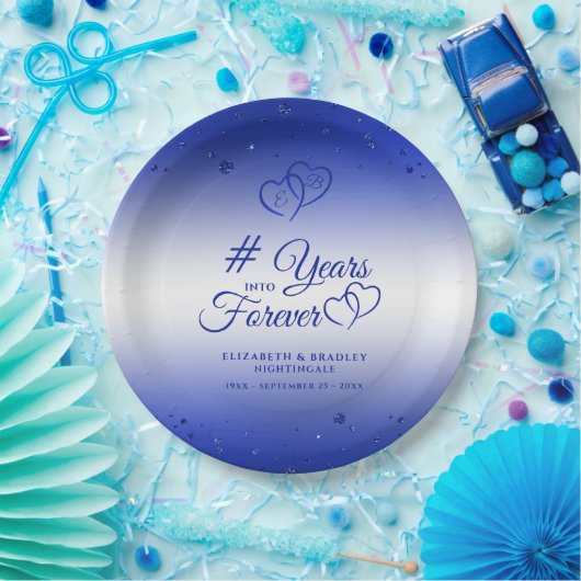 Sapphire Jubileum Hart JAREN IN FOREVER Papieren Bordje (Feest)