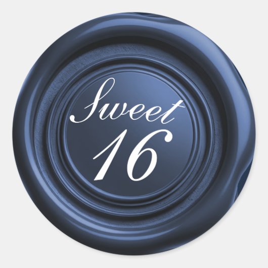 Sapphire Kaars Wax Seal Drip Sweet 16 Bruiloft Ronde Sticker (Voorkant)