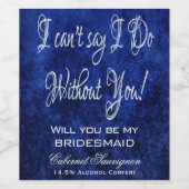 Sapphire kan niet zeggen dat ik zonder jou blauw v wijn etiket (Enkel label)