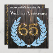 Sapphire Laurel Gold 65th Wedding Jubileum Kaart (Voorkant / Achterkant)