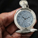 Sapphire Leaf Zakhorloge<br><div class="desc">Grafisch ontwerp, van de bladeren van Floral, geschetst in, glas-in ruis, getextureerd patroon-getoond in kleuren van vioolblauw, blauw-grijs, zwart, en wit.</div>