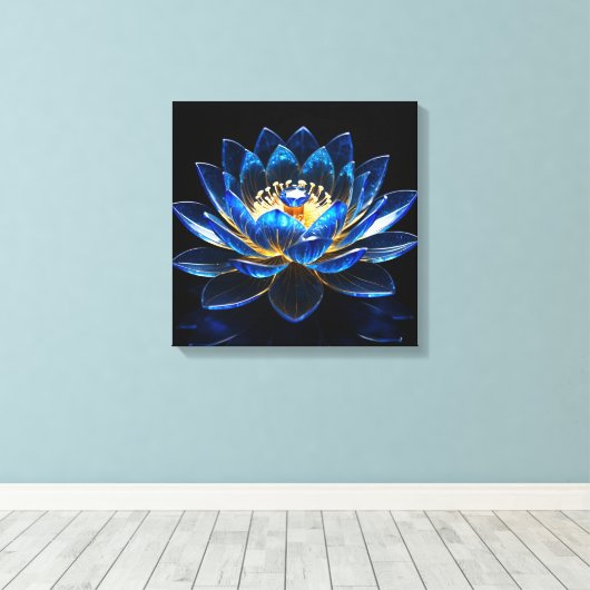Sapphire Lotus Blossom Canvas Afdruk (Insitu (Houten vloer))