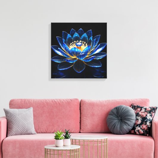 Sapphire Lotus Blossom Canvas Afdruk (Insitu (Woonkamer))