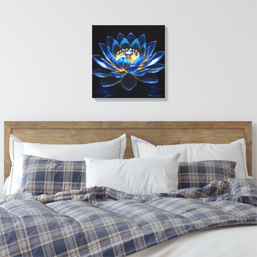 Sapphire Lotus Blossom Canvas Afdruk (Insitu (Slaapkamer))