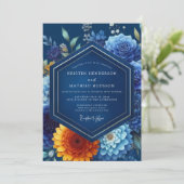 Sapphire Luminous Flora Wedding Kaart (Staand voorkant)