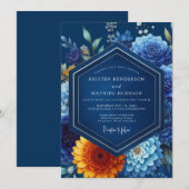 Sapphire Luminous Flora Wedding Kaart (Voorkant / Achterkant)