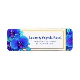 Sapphire Magenta Gilded Orchid Return Address Etiket