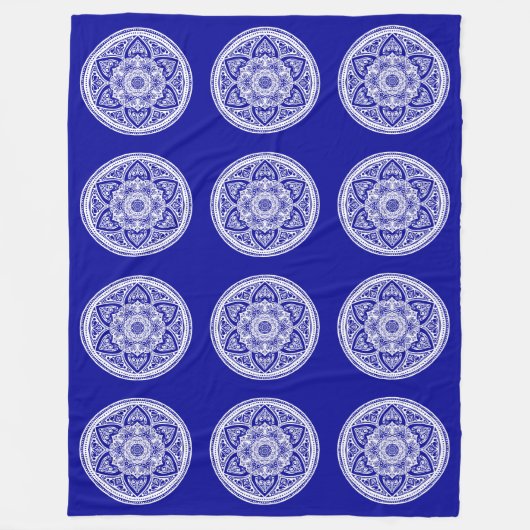 Sapphire Mandala Fleece Deken (Voorkant)