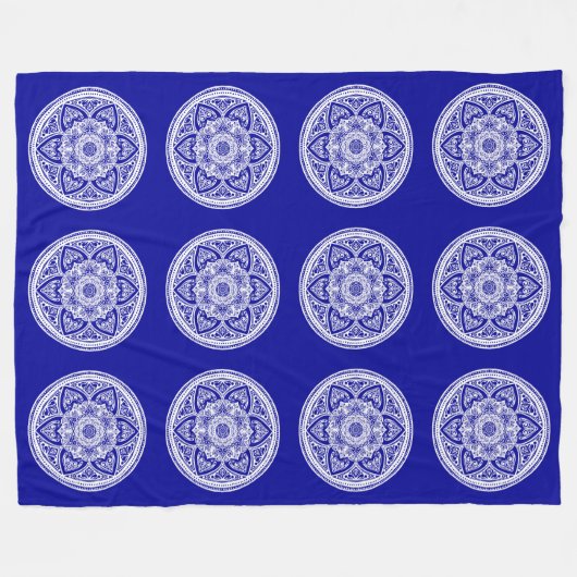 Sapphire Mandala Fleece Deken (Voorkant (Horizontaal))