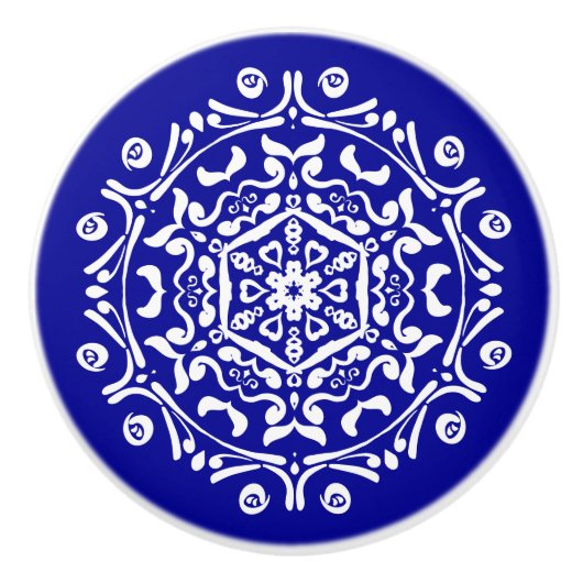 Sapphire Mandala Keramische Knop (Voorkant)