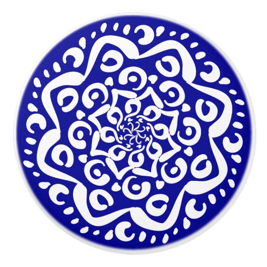 Sapphire Mandala Keramische Knop (Voorkant)