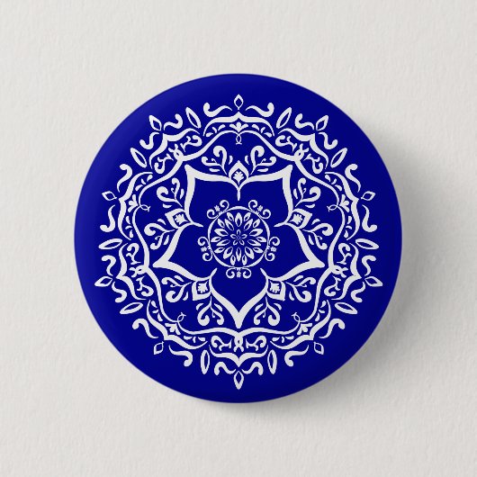 Sapphire Mandala Ronde Button 5,7 Cm (Voorkant)