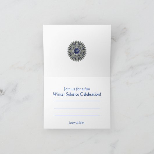 Sapphire Mandala Winter Solstice Party Invitation (Binnen)