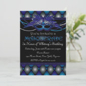 Sapphire Masquerade Party Invitations Kaart (Staand voorkant)