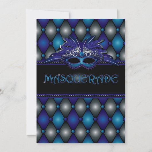 Sapphire Masquerade Party Invitations Kaart (Achterkant)