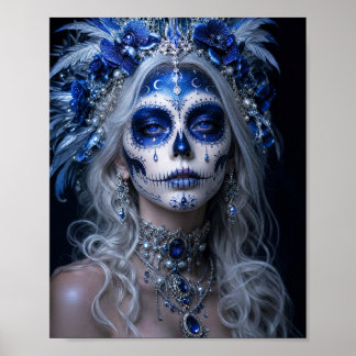 Sapphire Moon Calavera – Blauwe Hemellichaam Dag v Poster