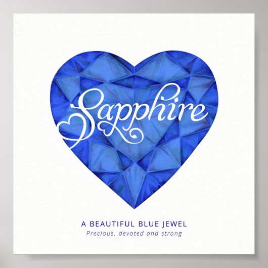 Sapphire-naam betekent waterverf blue gem poster (Voorkant)