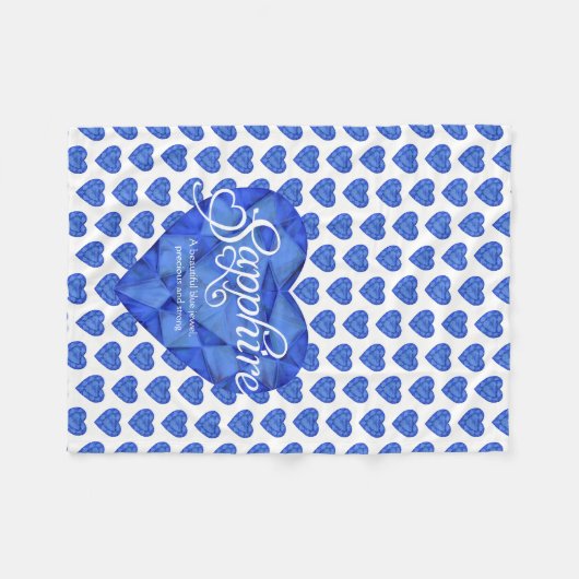 Sapphire naam betekent waterverf hart gem deken (Voorkant (Horizontaal))