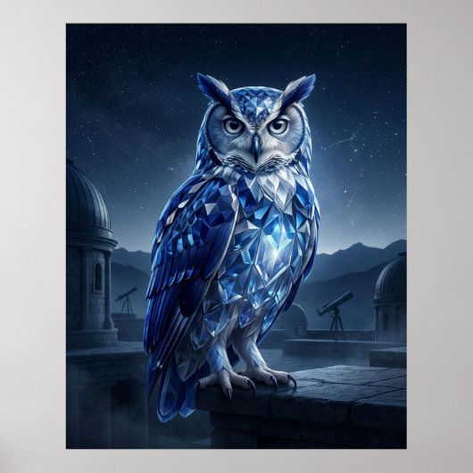 Sapphire Owl Celestial Night Poster (Voorkant)