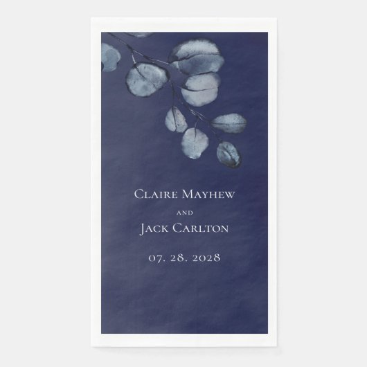 Sapphire Peony Wedding Long 3 Ply Dinner Napkins Servet (Voorkant)