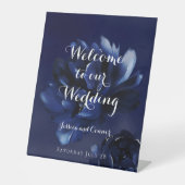 Sapphire Peony Welkom op onze bruiloft Reclamebord Met Voetstuk (Voorkant)