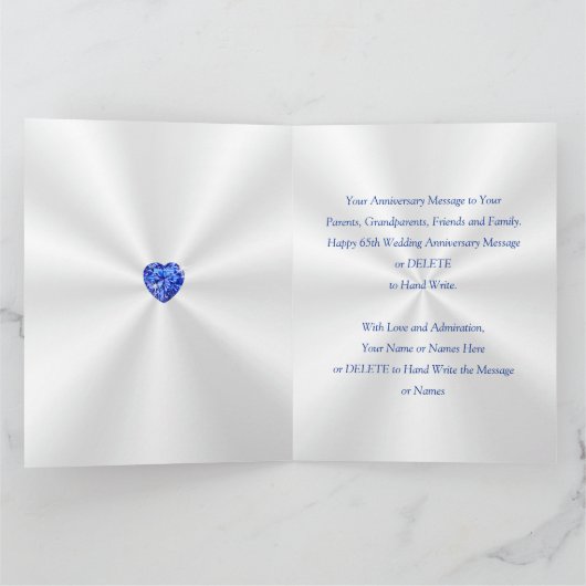 Sapphire Personalized 65th Anniversary Card Kaart (Binnen)