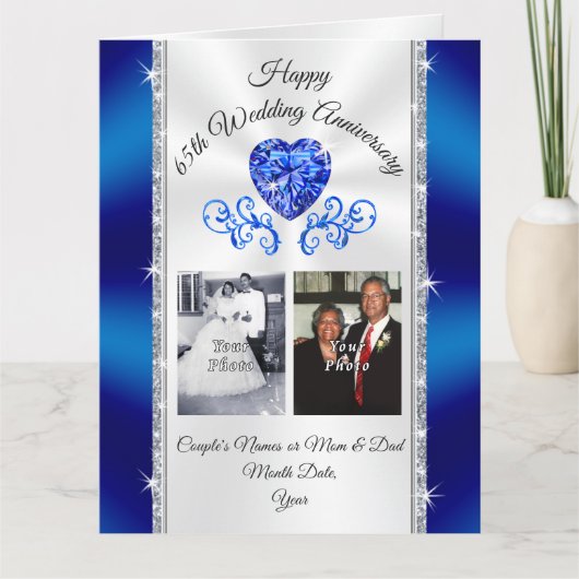 Sapphire Personalized 65th Anniversary Card Kaart (Voorkant)