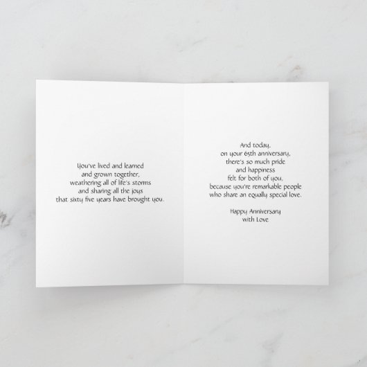 Sapphire Personalized 65th Wedding Jubileum Kaart (Binnen)