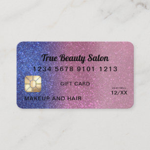 Sapphire Pink Glitter Credit Kaart Cadeaubon Visitekaartje