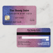 Sapphire Pink Glitter Credit Kaart Cadeaubon Visitekaartje (Voorkant / Achterkant)