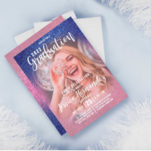 Sapphire Pink Triple Glitter Photo Afstuderen