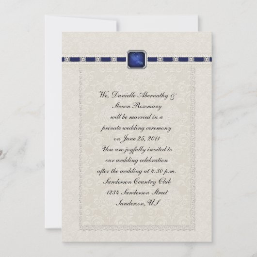 Sapphire Ribbons & Lace Post Wedding Kaart (Voorkant)