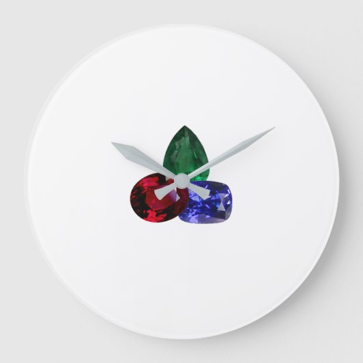 Sapphire Ruby Emerald Gemstone Large Clock Grote Klok (Voorkant)