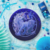 Sapphire Sparkle Blue Unicorn Papieren Bordje (Feest)
