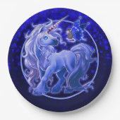 Sapphire Sparkle Blue Unicorn Papieren Bordje (Voorkant)