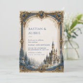 Sapphire Spire Kasteel Bruiloft Kaart (Staand voorkant)