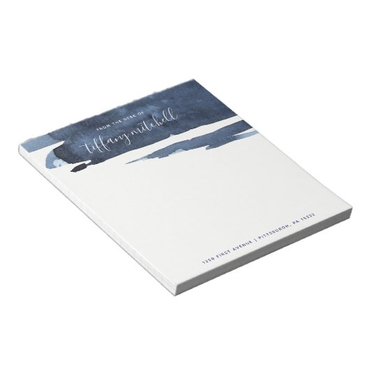 Sapphire Splash | Donkerblauwe Waterverf Notitieblok (Schuin)