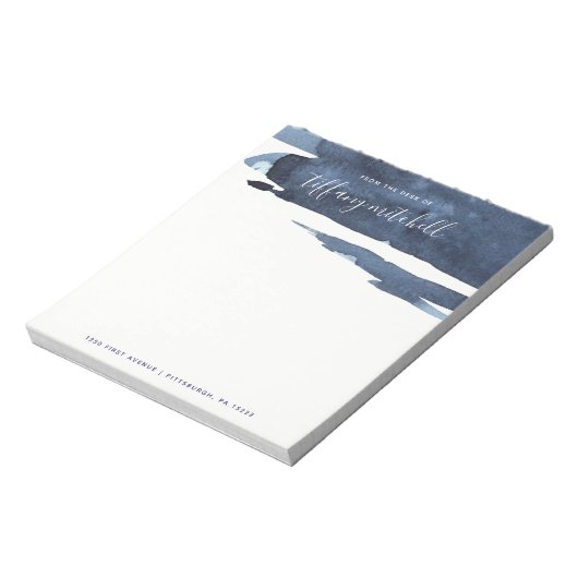 Sapphire Splash | Donkerblauwe Waterverf Notitieblok (Linkerzijde)